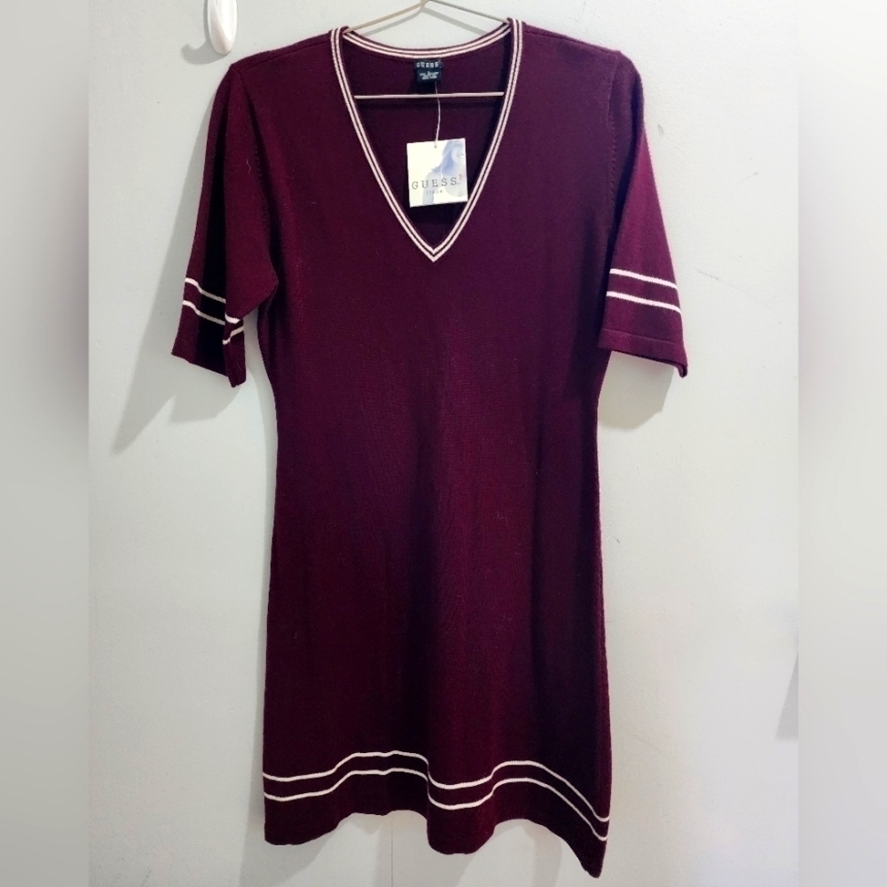 Guess vintage v neck knit dress NWT